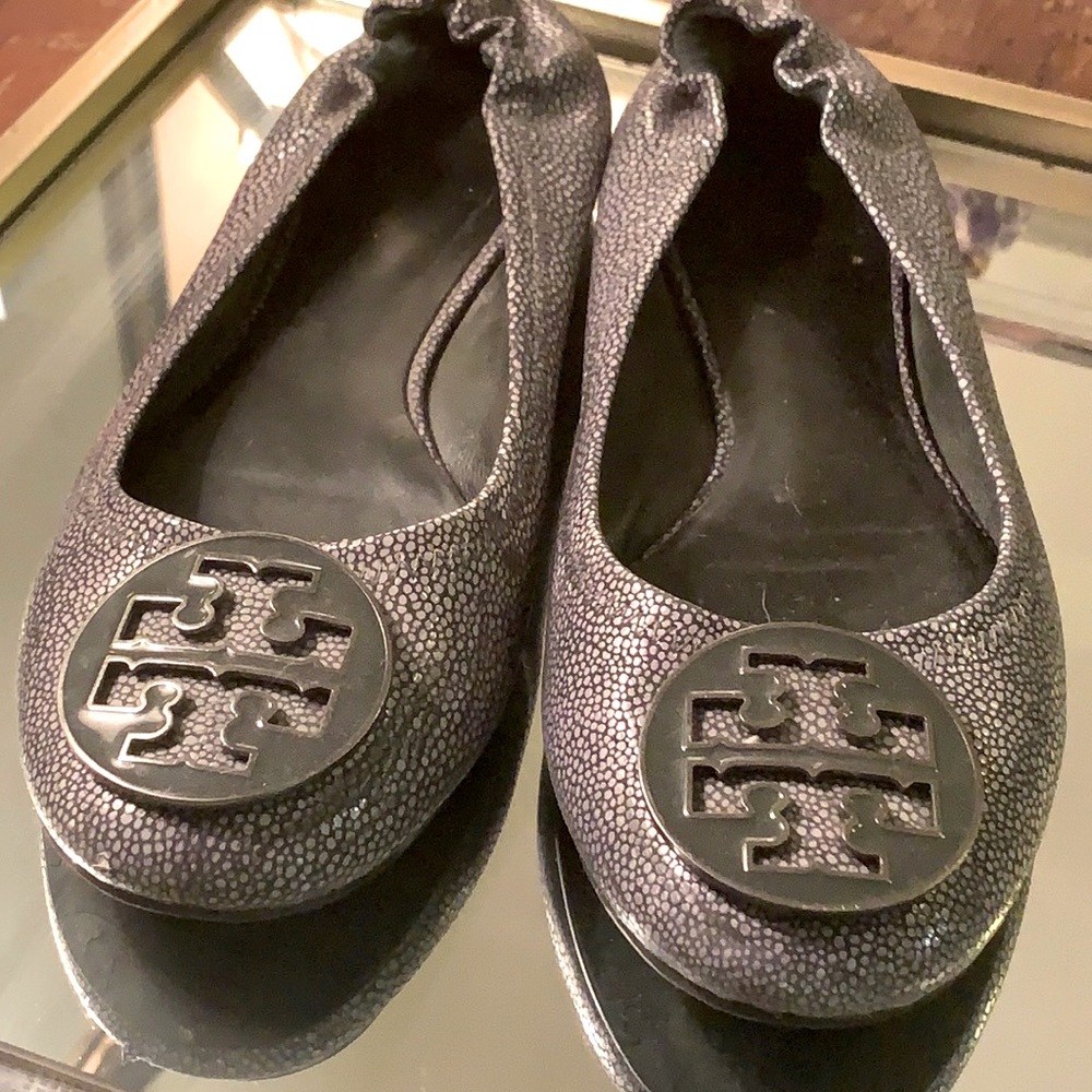 Tory Burch charcoal sting ray Reva ballet flats